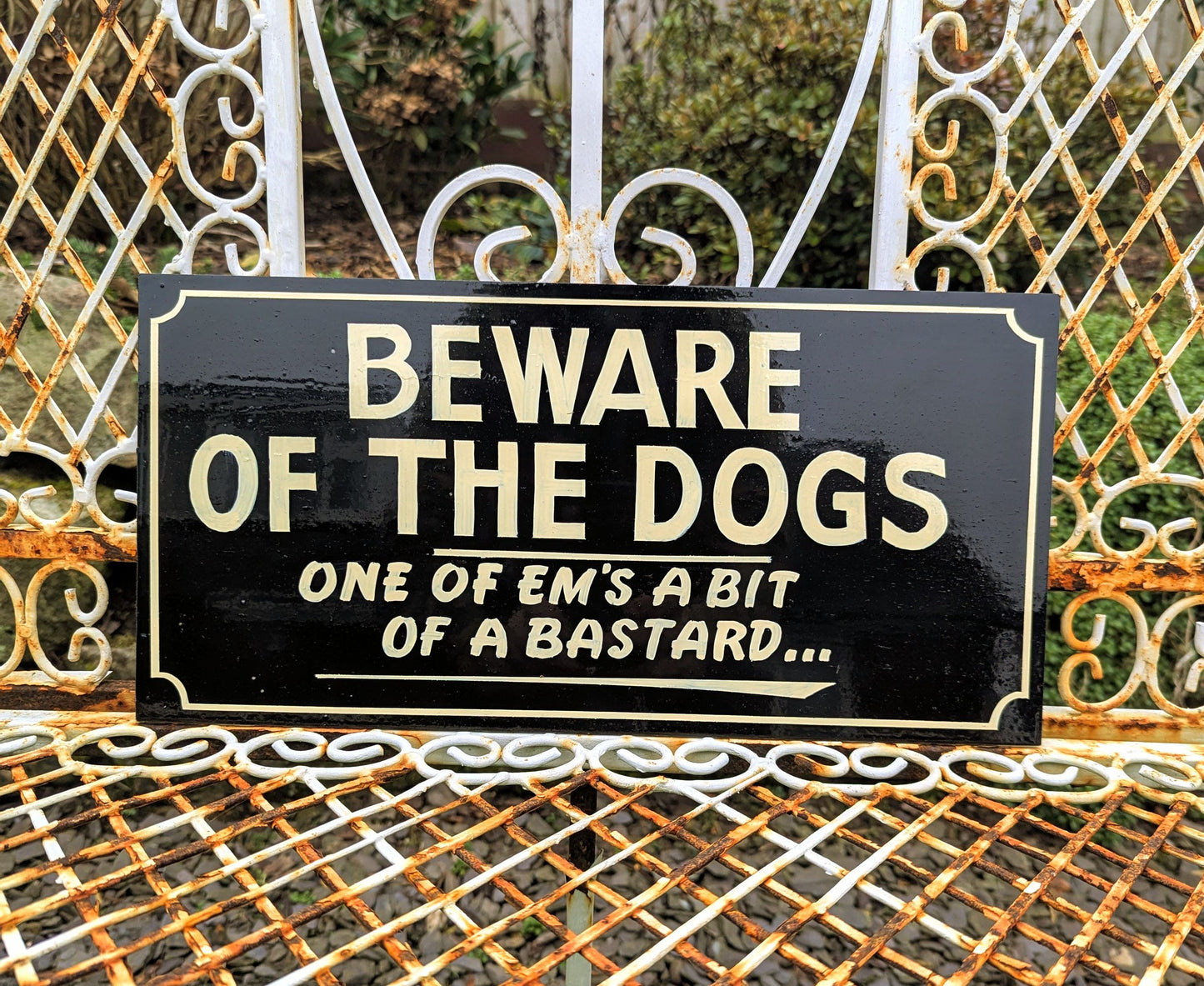 Superb Quality Hand Painted Art Sign , Beware Of The Dogs - Delivery Available