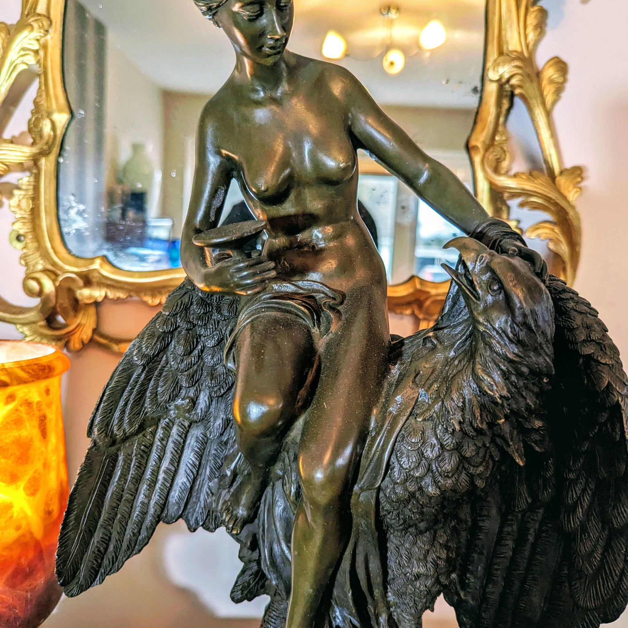 Greek Goddess Eagle of Zeus Statue Crafted by Louis Charles Hippolyte Buhot - Free UK Delivery