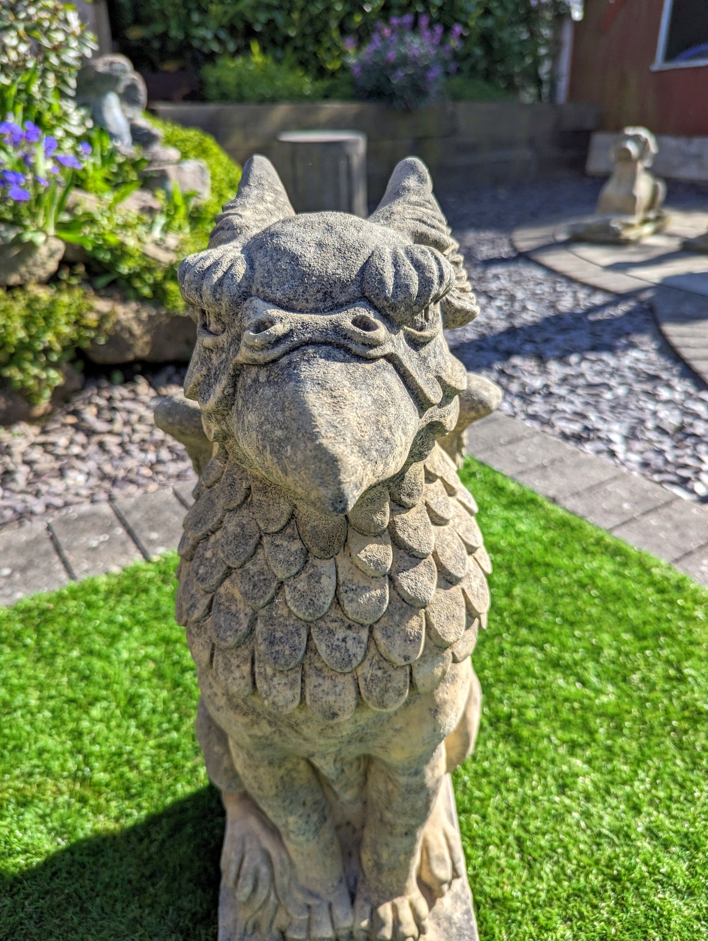 Winged Griffins garden ornament English stone