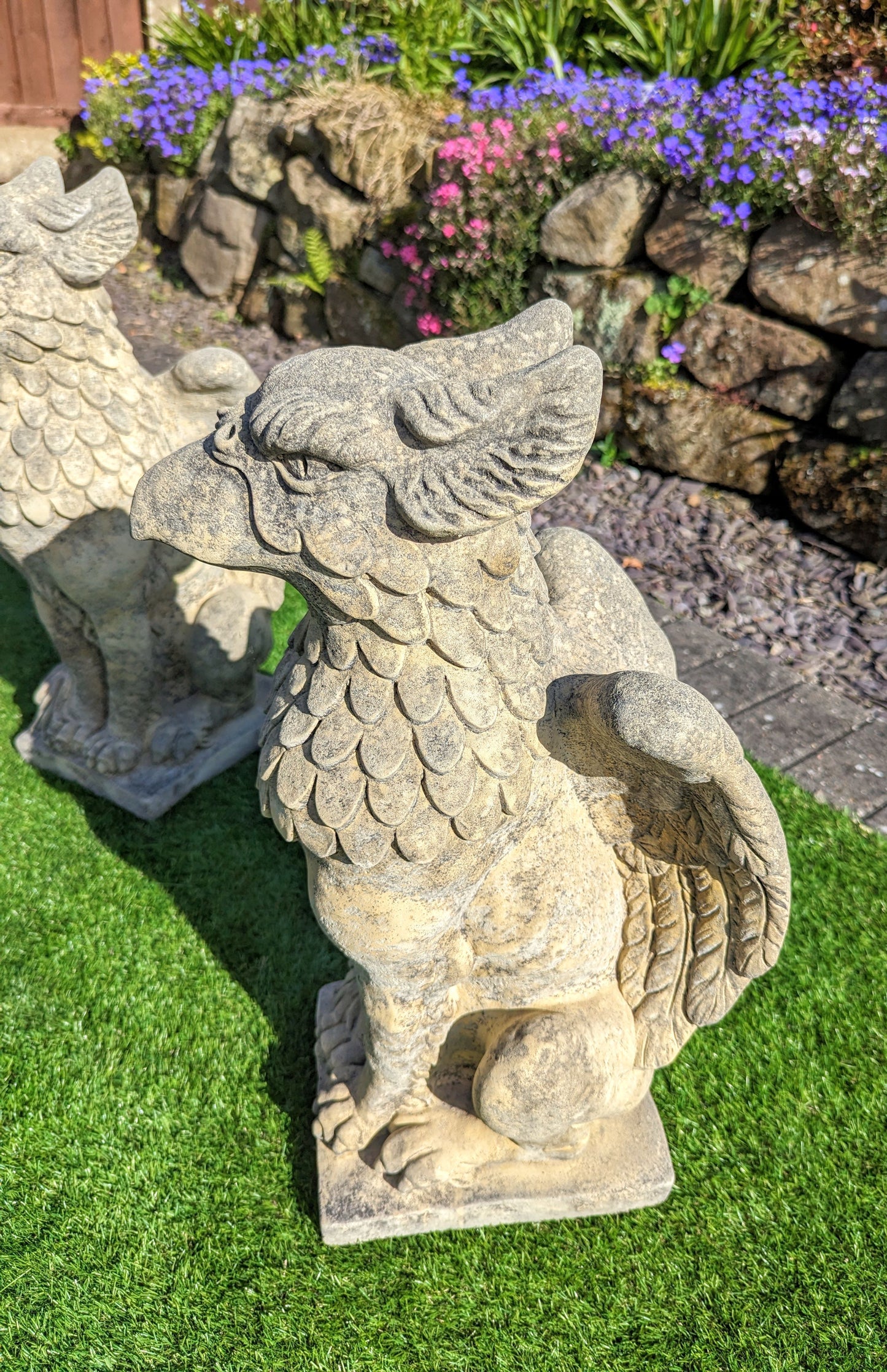 Winged Griffins garden ornament English stone