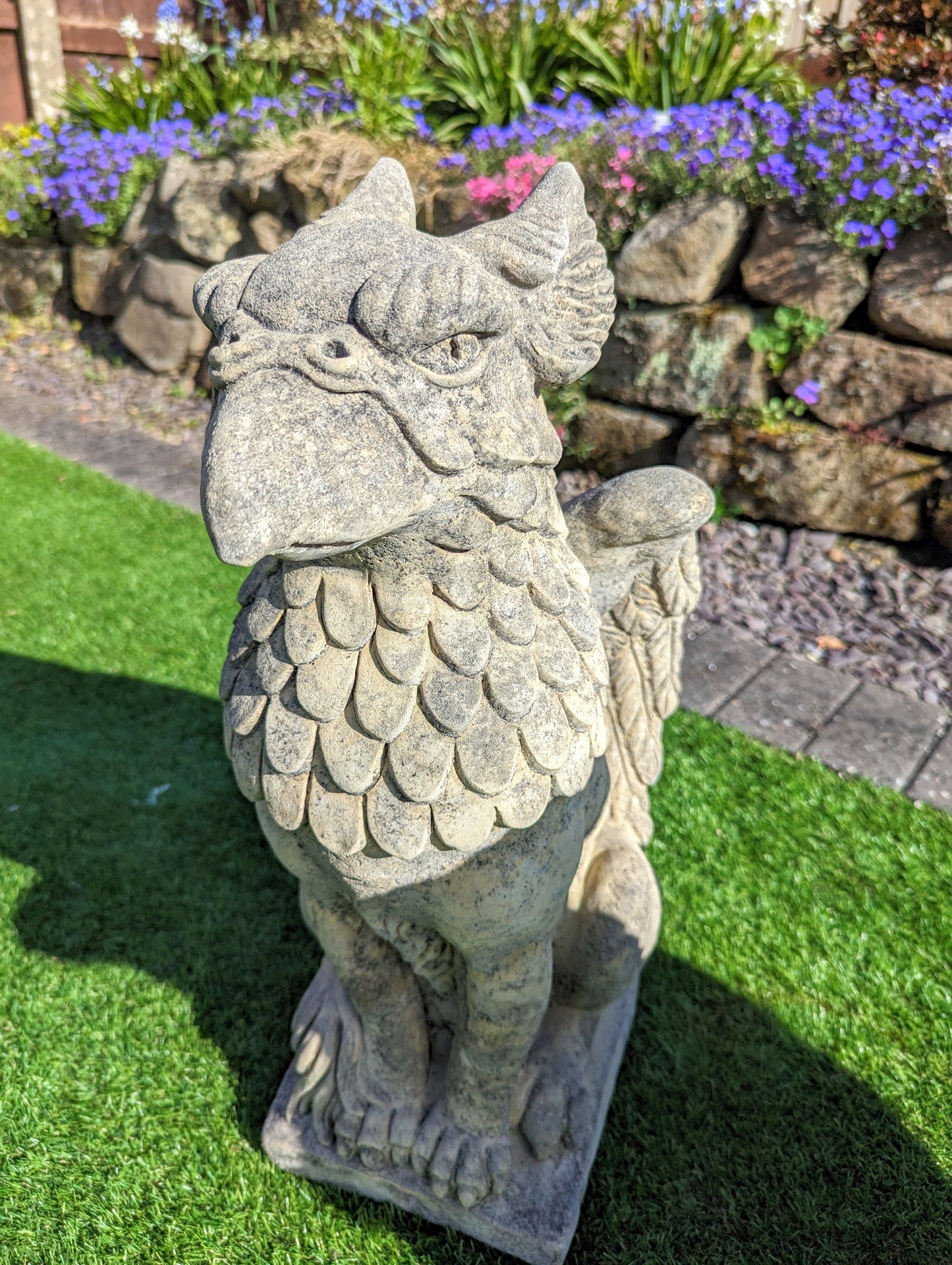 Winged Griffins garden ornament English stone