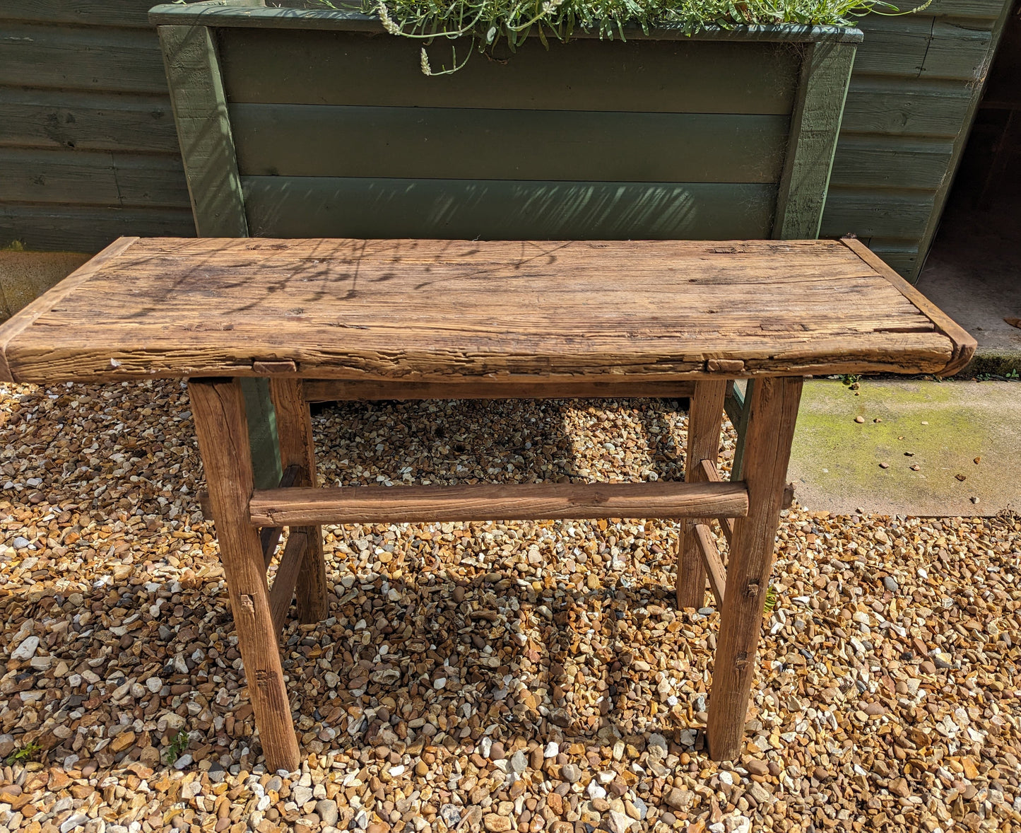 Rustic reclaimed elm console table - Katy