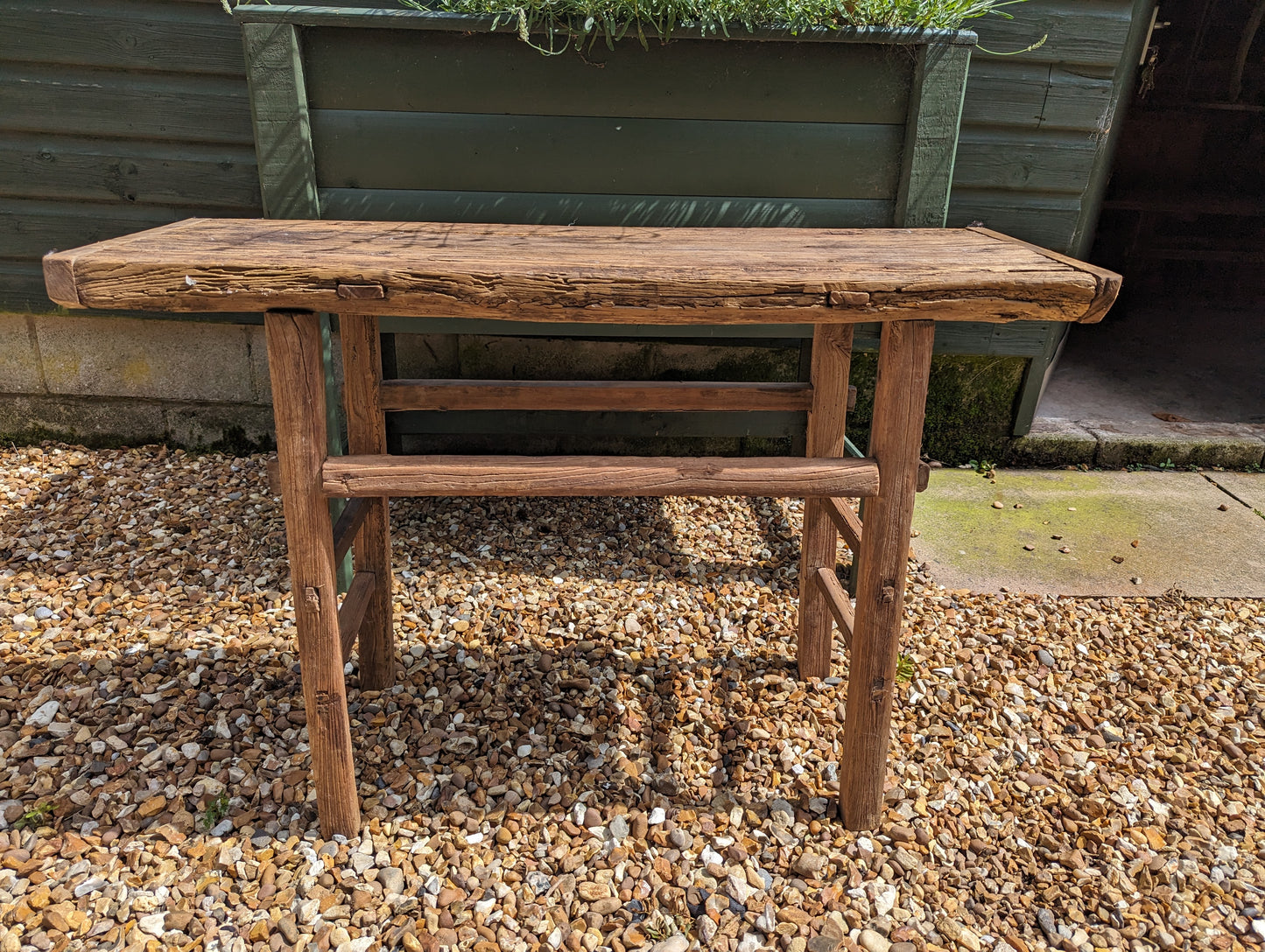 Rustic reclaimed elm console table - Katy