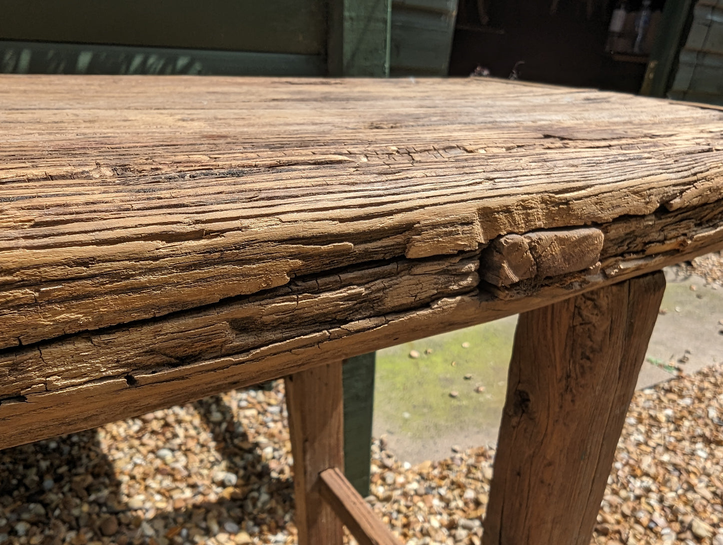 Rustic reclaimed elm console table - Katy