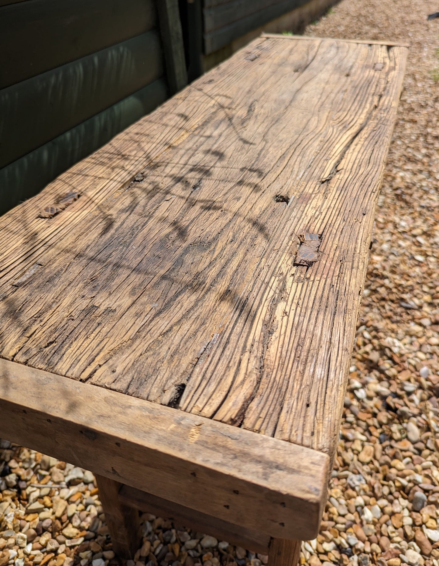 Rustic reclaimed elm console table - Katy