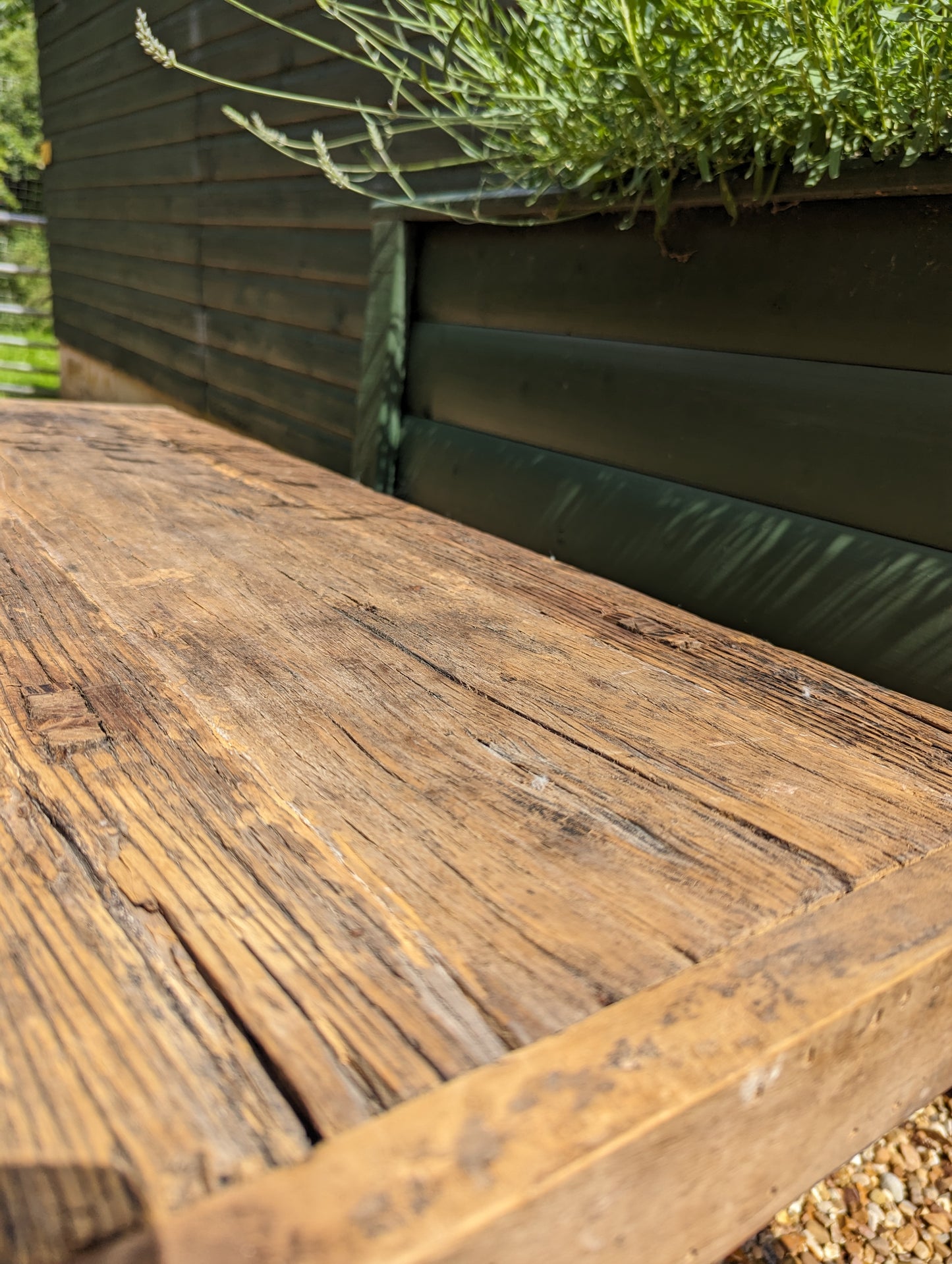 Rustic reclaimed elm console table - Katy