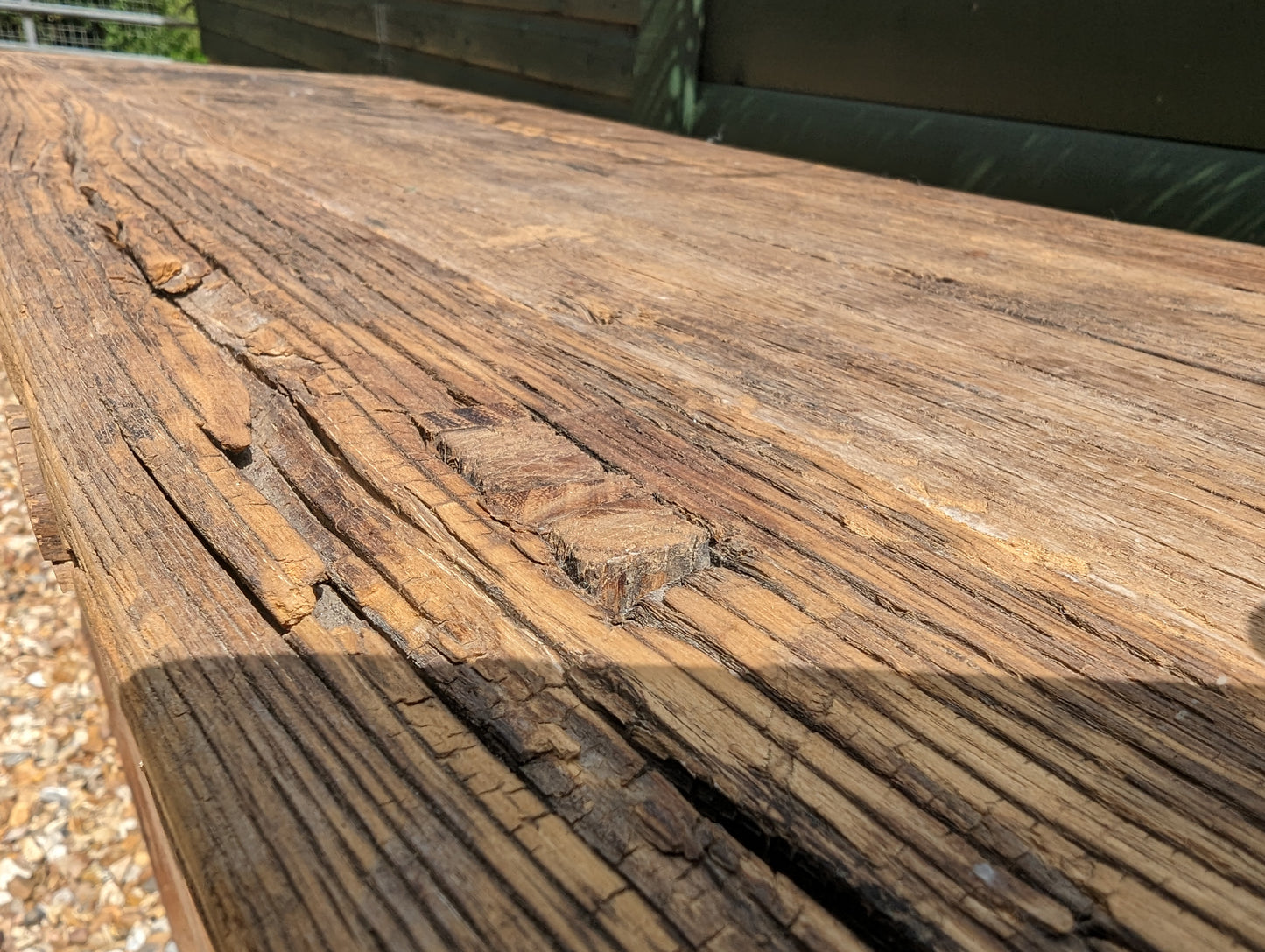 Rustic reclaimed elm console table - Katy