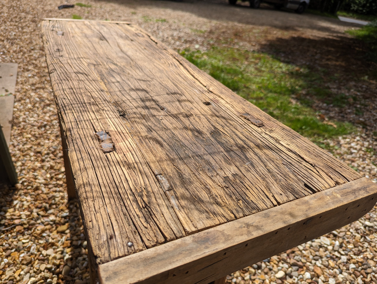 Rustic reclaimed elm console table - Katy