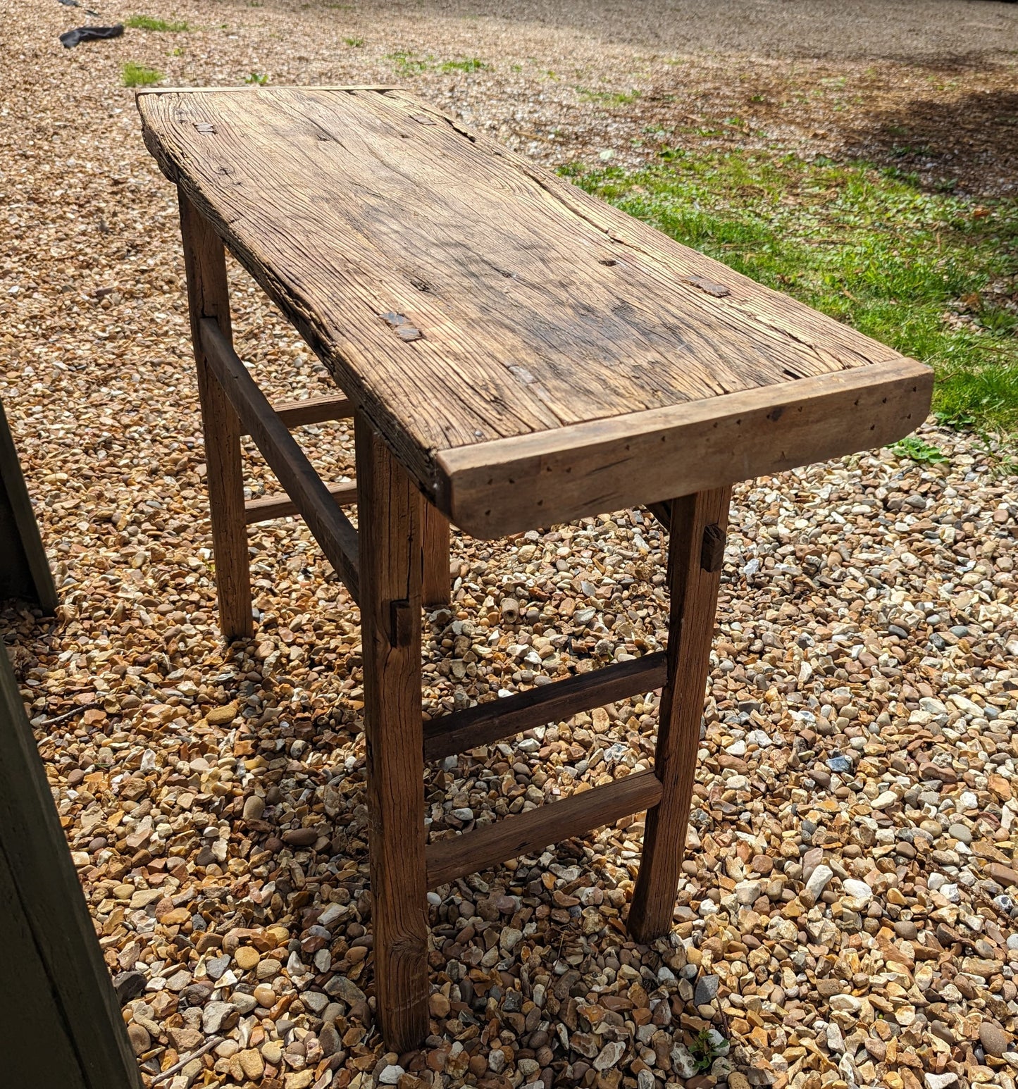 Rustic reclaimed elm console table - Katy