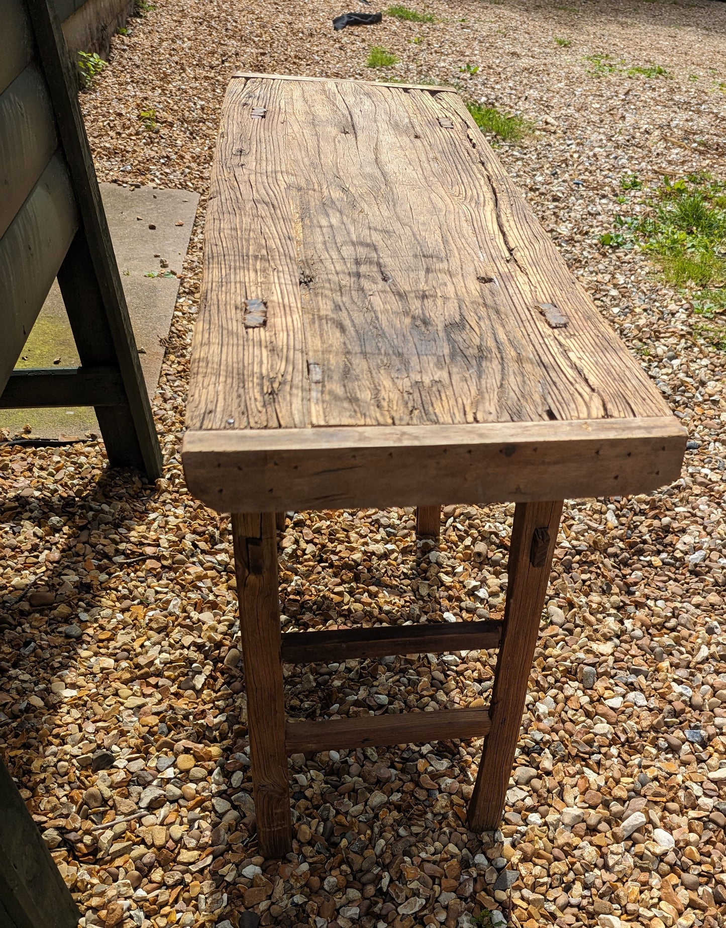 Rustic reclaimed elm console table - Katy