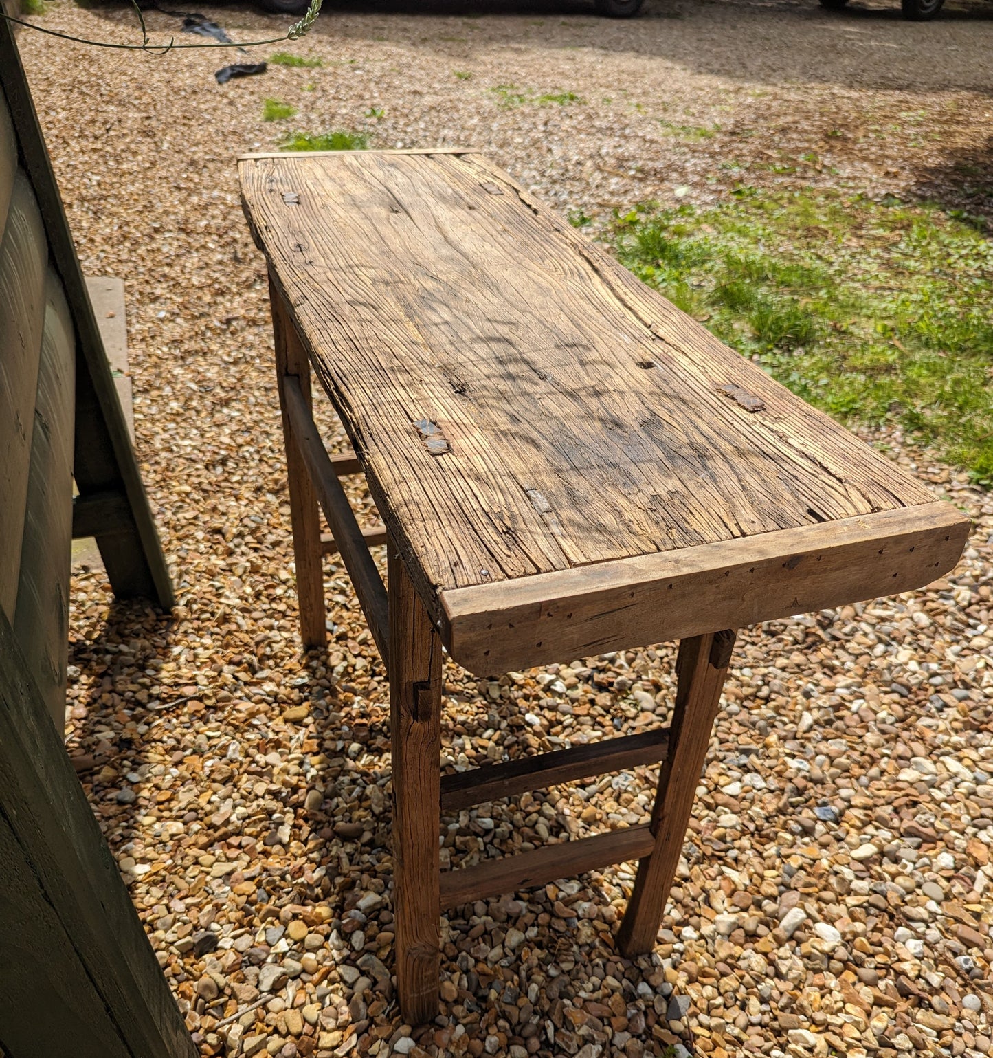 Rustic reclaimed elm console table - Katy