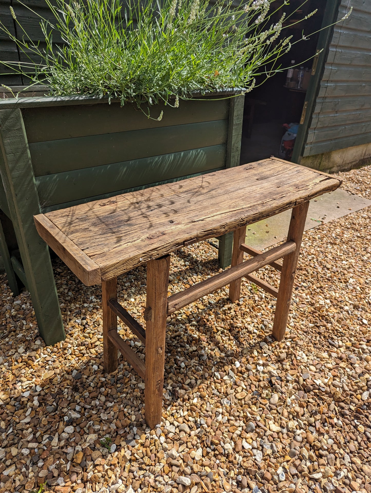 Rustic reclaimed elm console table - Katy