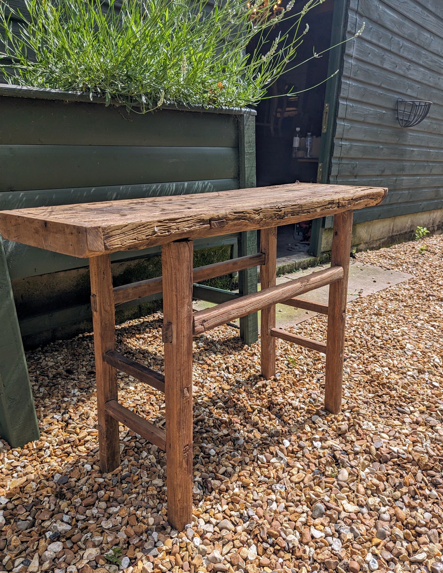 Rustic reclaimed elm console table - Katy