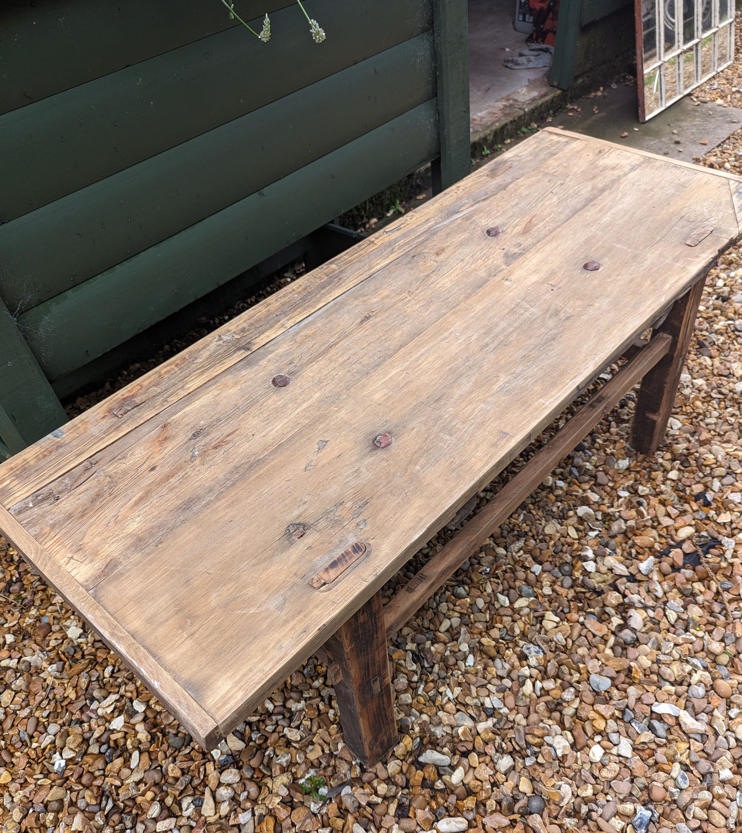 Vintage rustic reclaimed elm coffee table