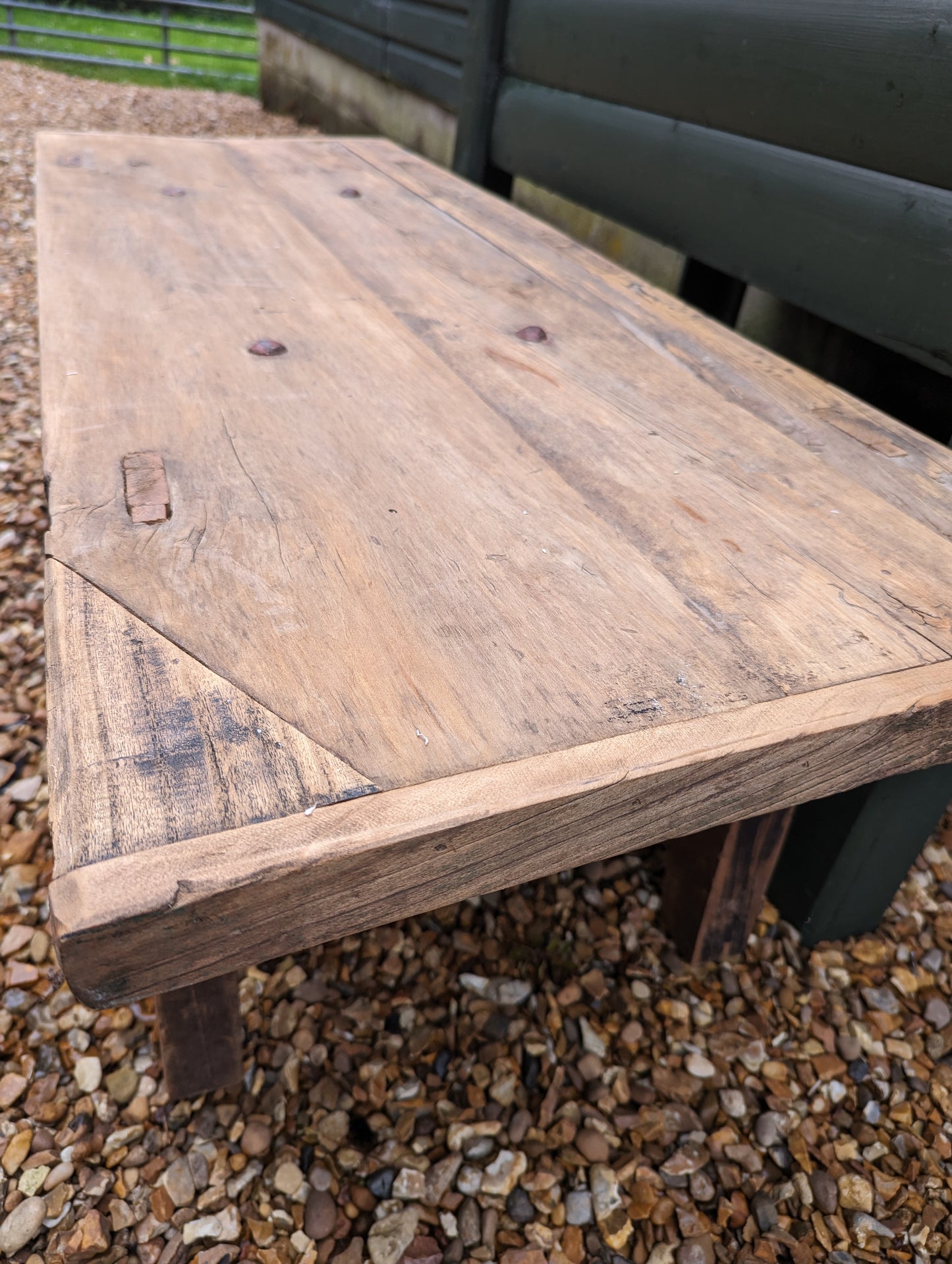 Vintage rustic reclaimed elm coffee table