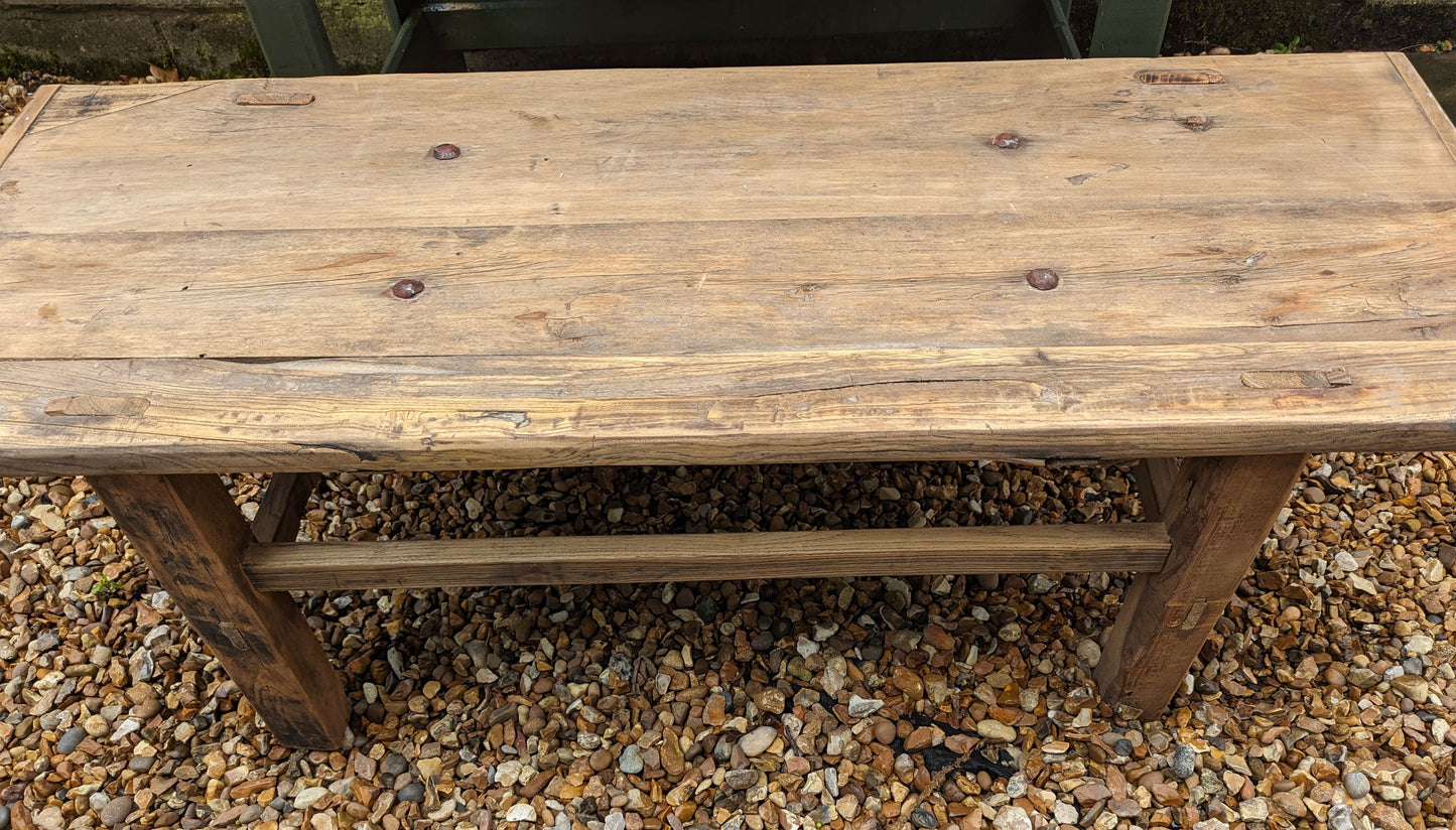 Vintage rustic reclaimed elm coffee table