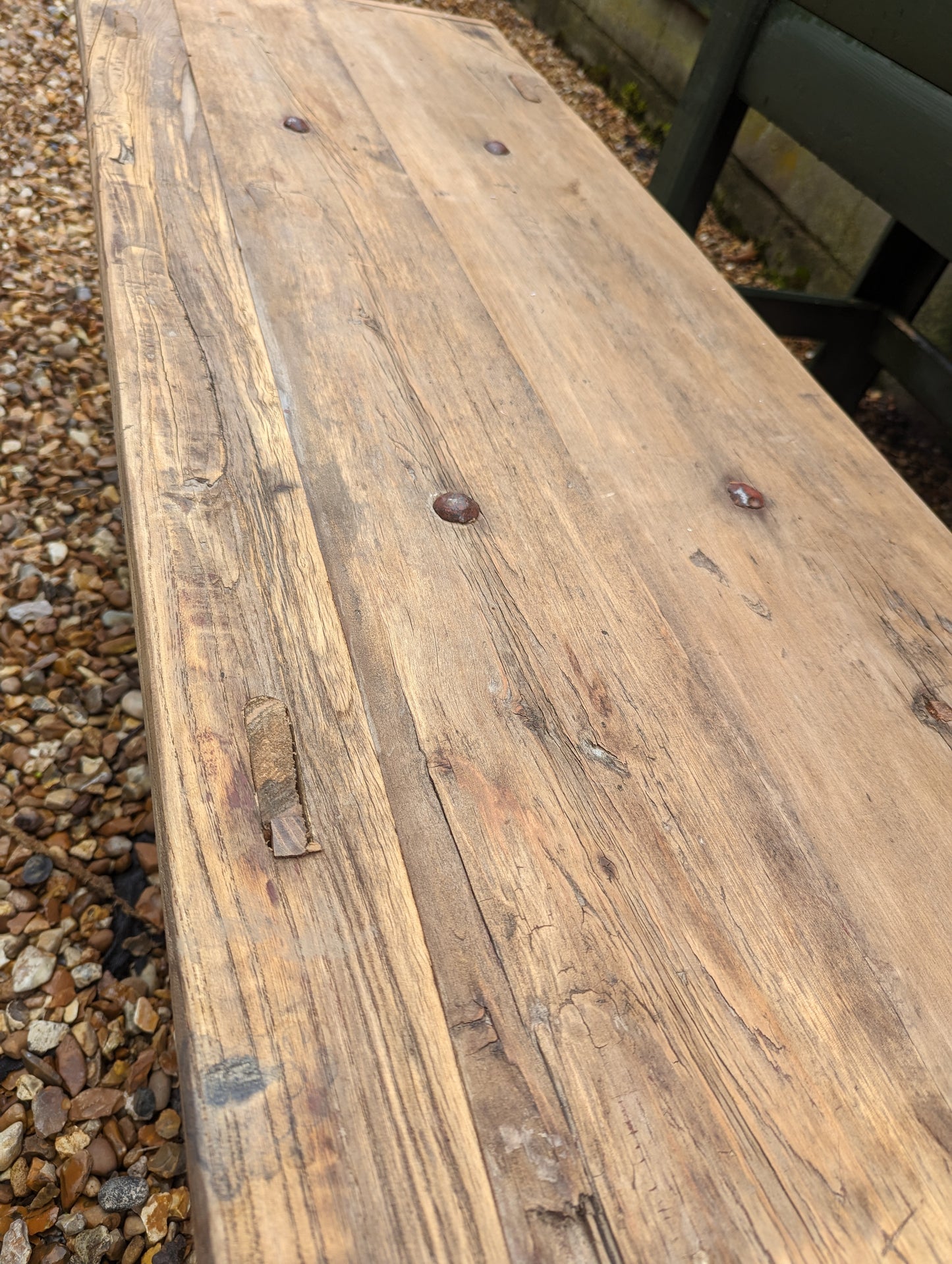 Vintage rustic reclaimed elm coffee table