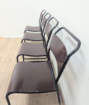 Four mid century British Bamco stacking chairs stack 2 - Delivery Available 0387