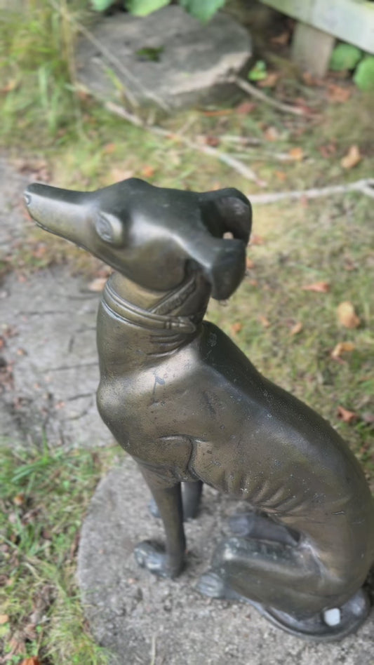 Vintage Art Deco Style Bronzed Grey Hound - Free UK Delivery