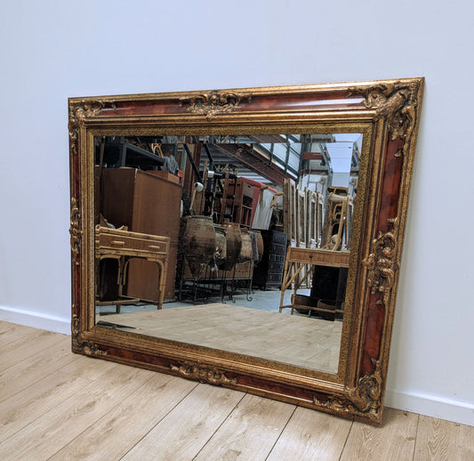 Grand 19th Century Style Gilt & Lacquered Bevelled Mirror - Delivery available 0163.