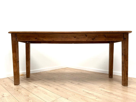 Vintage Rustic Pine refectory table 5 plank top, stout legs - Delivery available 0008.