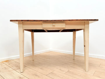 Vintage French pine farmhouse table with Drawer - Delivery available 0262