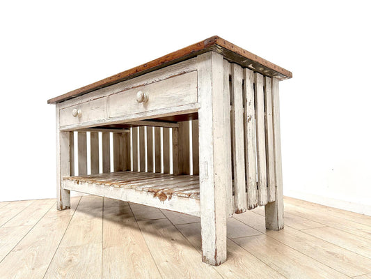 French country house Vintage Pine Bakers island table - Delivery available