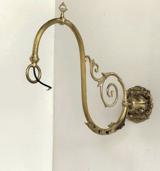 Vintage Solid Brass Light Bracket with Wire - Delivery available 0101