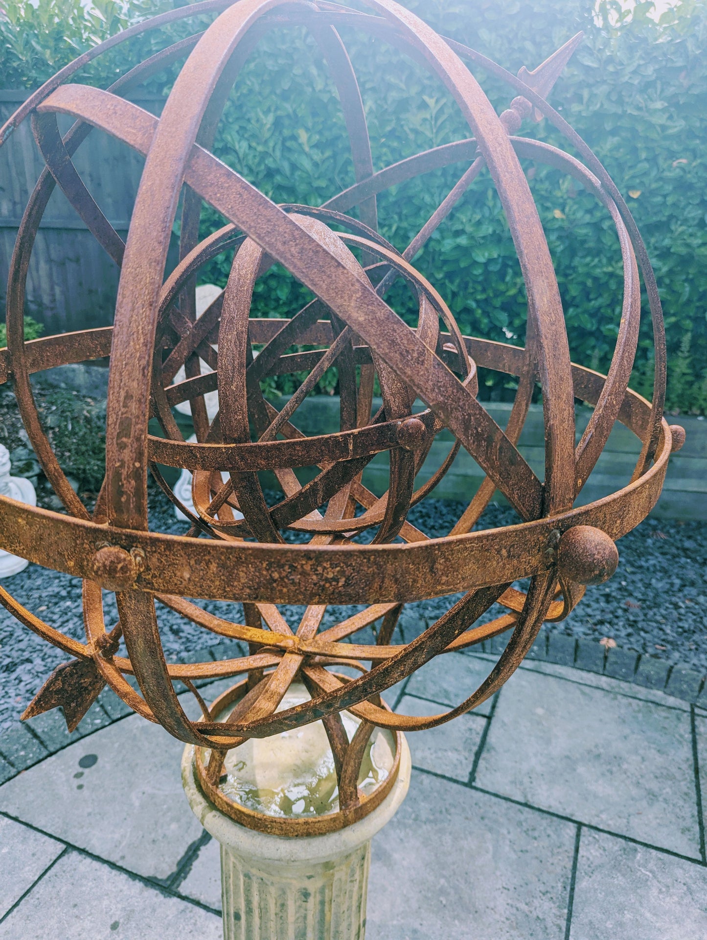 Vintage Armillary sphere with  internal revolving ball English blacksmith made - delivery included
