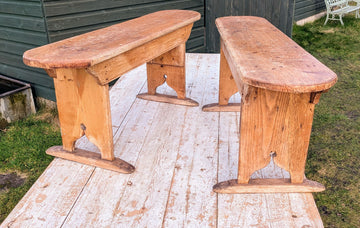 Pair of vintage Pine Benches / small tables -Delivery Available 0047.