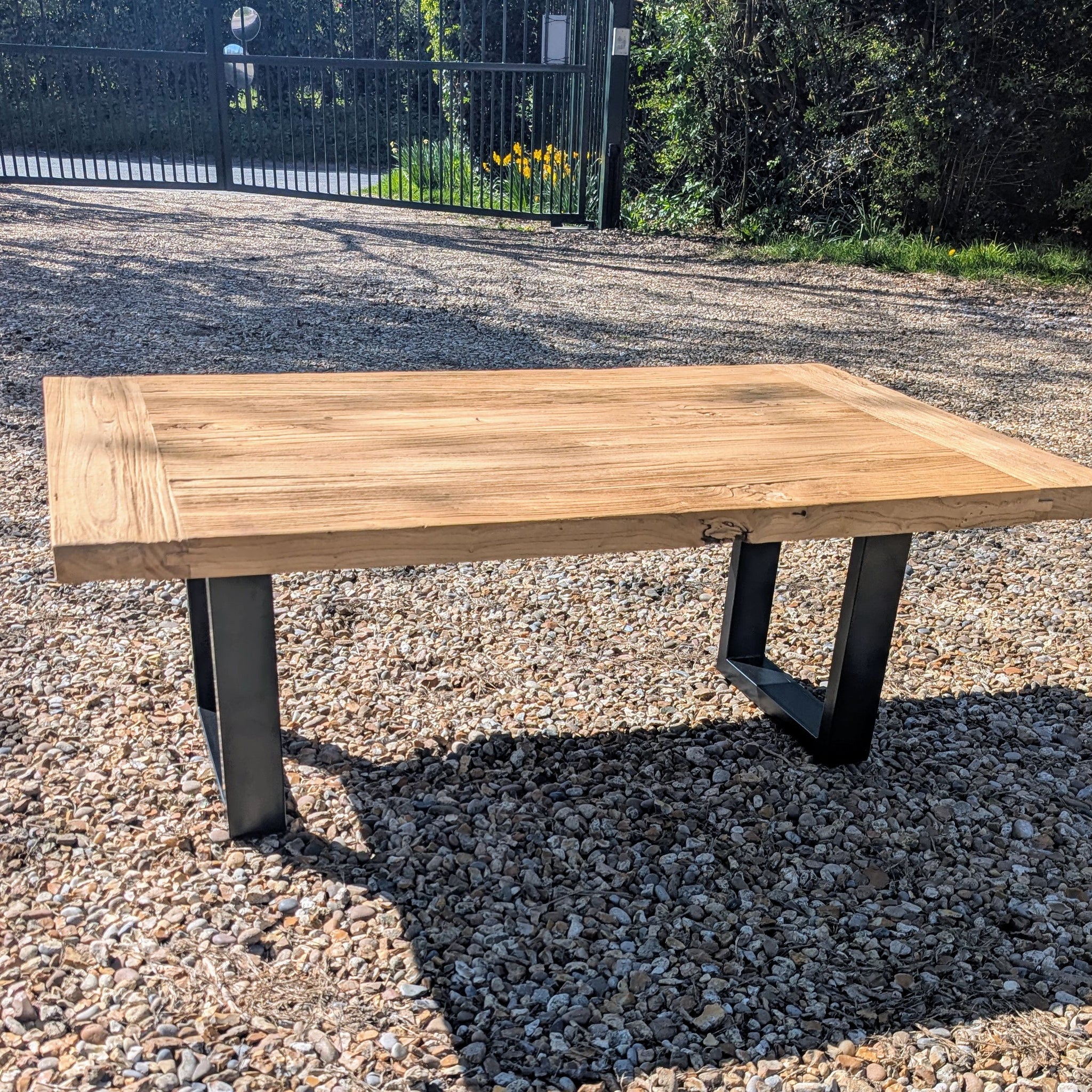 Reclaimed Elm coffee table black steel legs - Free UK Delivery