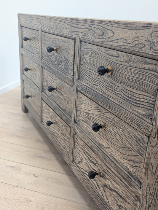 Rustic reclaimed wooden bank of 9 drawers - Delivery Available 0353
