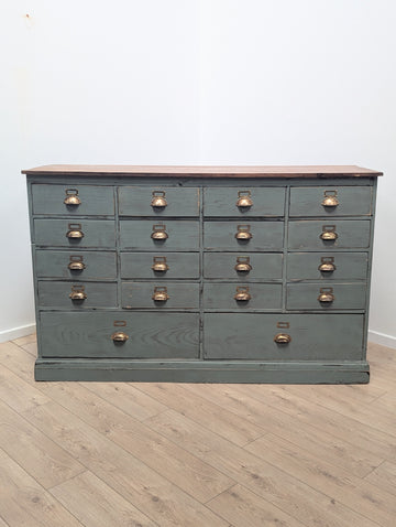 Antique industrial style bank of 18 drawers - Delivery Available 0355