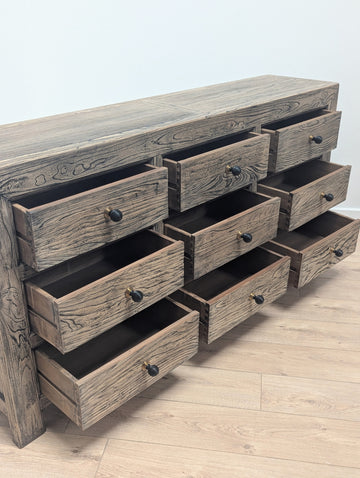 Rustic reclaimed wooden bank of 9 drawers - Delivery Available 0353