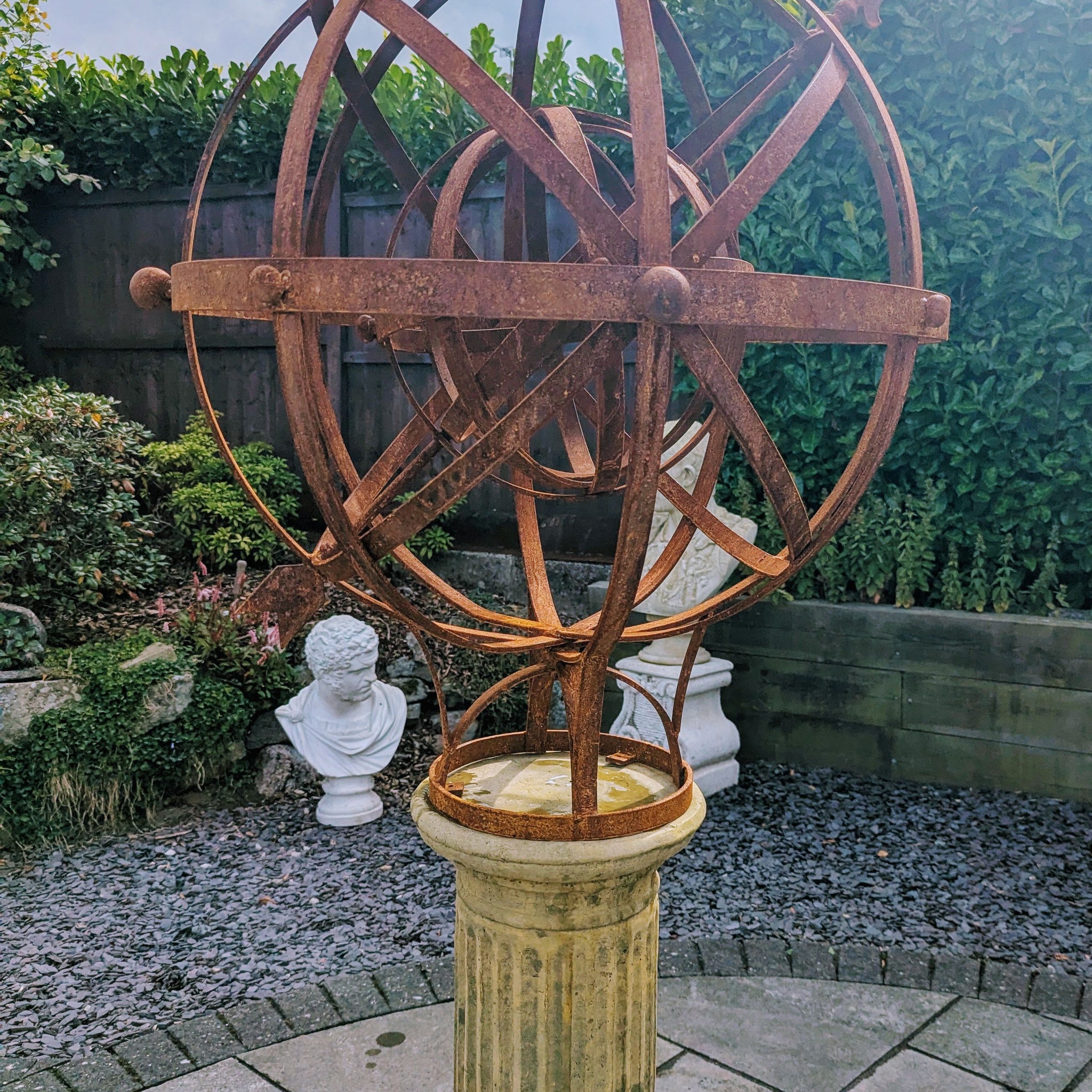Vintage Armillary sphere with  internal revolving ball English blacksmith made - delivery included
