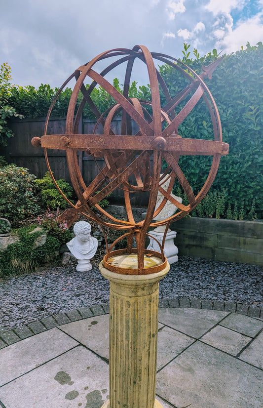 VINTAGE ARMILLARY SPHERE INTERNAL BALL BLACKSMITH ENGLISH - DELIVERY AVAILABLE