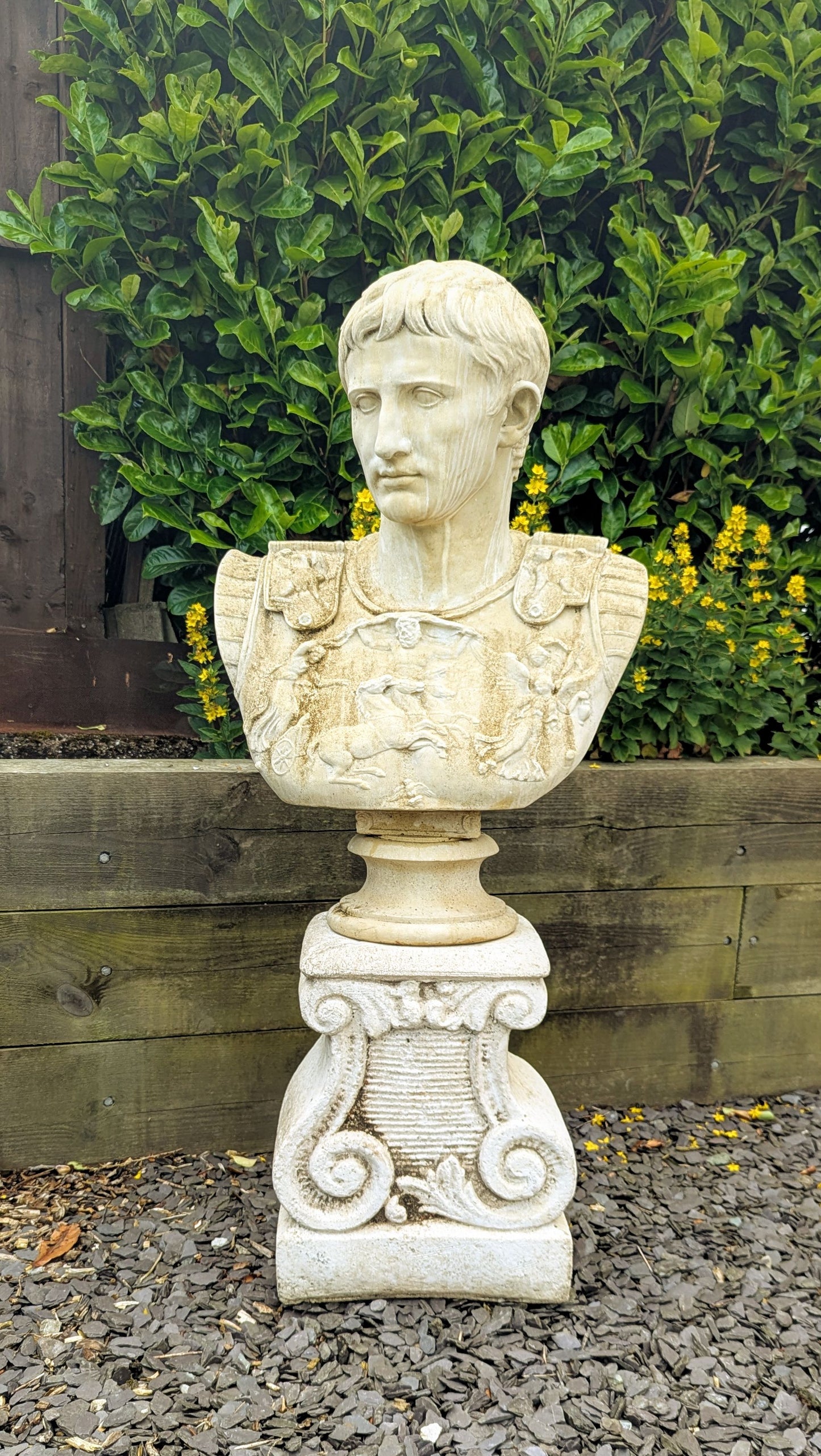 Mid 20th Century Classical Stone Bust Cesar Augustus - UK Delivery Included