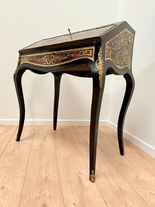 Napoleon III Ebonised Brass & Boulle Bureau De Dame- Delivery available 0103.