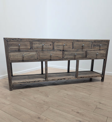 Rustic reclaimed wooden sideboard with 9 drawers - Delivery Available 0354