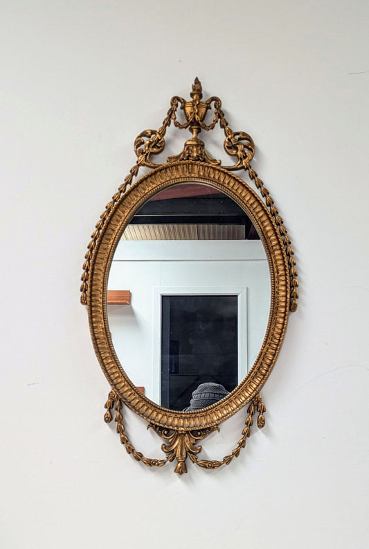 French Louis XIV style gilt framed oval wall mirror - Delivery available