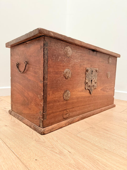 Teak iron mounted Coffer blanket Trunk 19th Century - Delivery Available