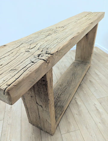 Large Bold Vintage Rustic Reclaimed Elm Console Table - Delivery Available 0285