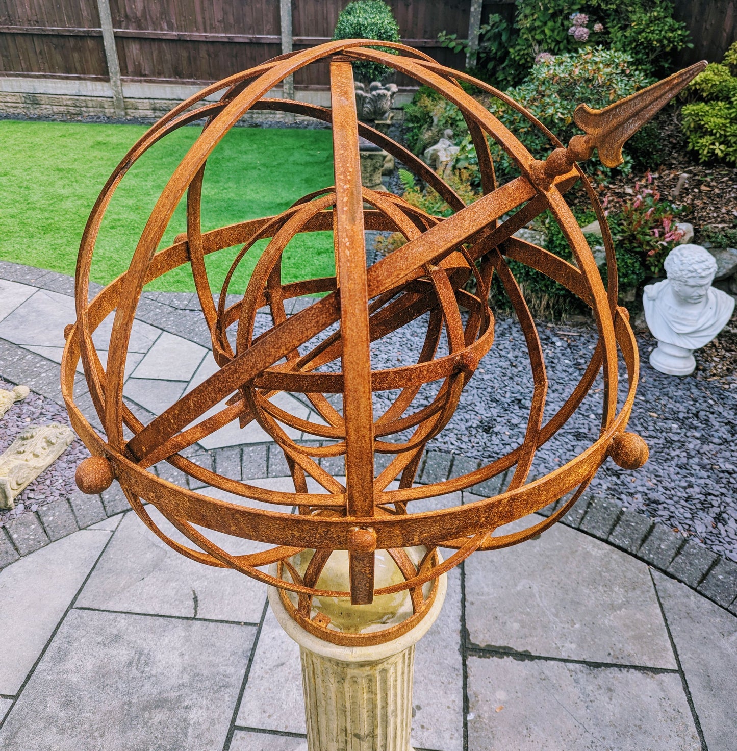 Vintage Armillary sphere with  internal revolving ball English blacksmith made - delivery included
