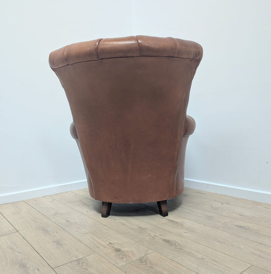 Retro 80’s leather tan Tetrad Ella Club chair, Delivery available - 0346