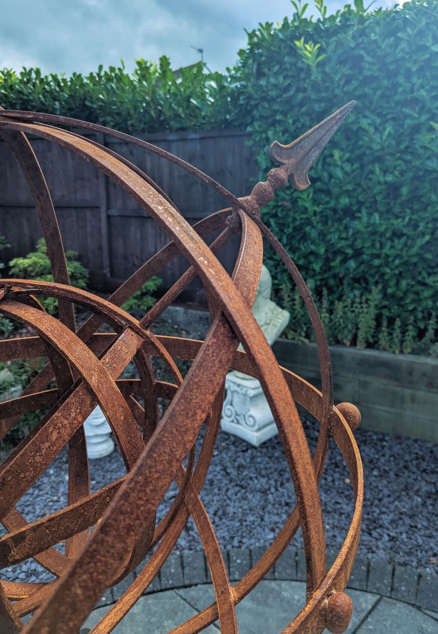 Vintage Armillary sphere with  internal revolving ball English blacksmith made - delivery included