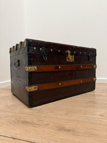 Liberty’s of London Moynat Luxury brand painted Victorian Wood & Canvas Trunk 19th C - Delivery available 0027.