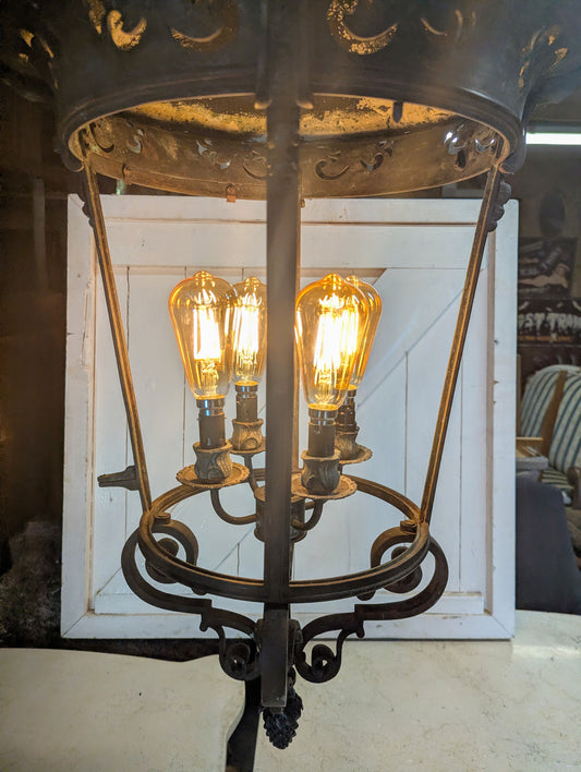 19th Century French Bronze Lantern Lamp