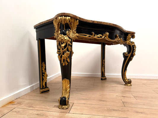 Exquisite Rococo Gilt Console Shaped Breche D Alep Marble  - Delivery available 0191.