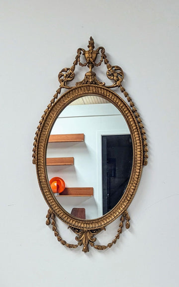 French Louis XIV style gilt framed oval wall mirror - Delivery available