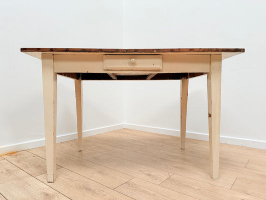 Vintage French pine farmhouse table with Drawer - Delivery available 0262